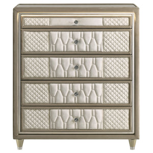 English Elm Mika Velvet Five Drawer Chest with Quilted Fronts LED Lighting and Acrylic Glam Accents B062P518520