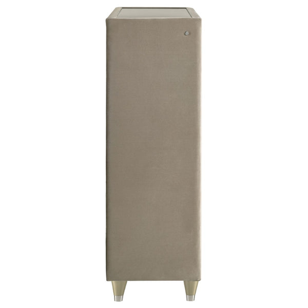 English Elm Mika Velvet Five Drawer Chest with Quilted Fronts LED Lighting and Acrylic Glam Accents B062P518520