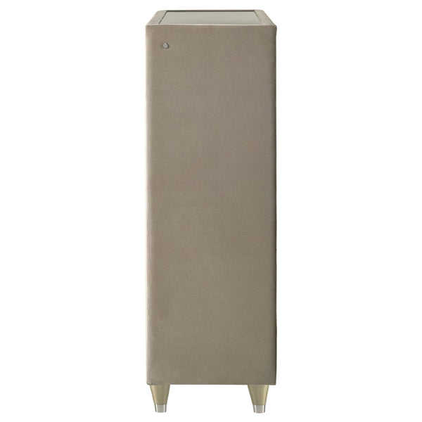English Elm Mika Velvet Five Drawer Chest with Quilted Fronts LED Lighting and Acrylic Glam Accents B062P518520