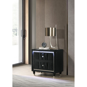 English Elm Mika Quilted Velvet 2-Drawer Nightstand with LED Glow and USB Charging Ports B062P518589