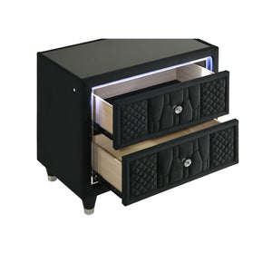 English Elm Mika Quilted Velvet 2-Drawer Nightstand with LED Glow and USB Charging Ports B062P518589