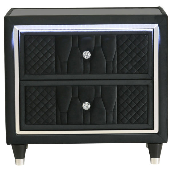 English Elm Mika Quilted Velvet 2-Drawer Nightstand with LED Glow and USB Charging Ports B062P518589