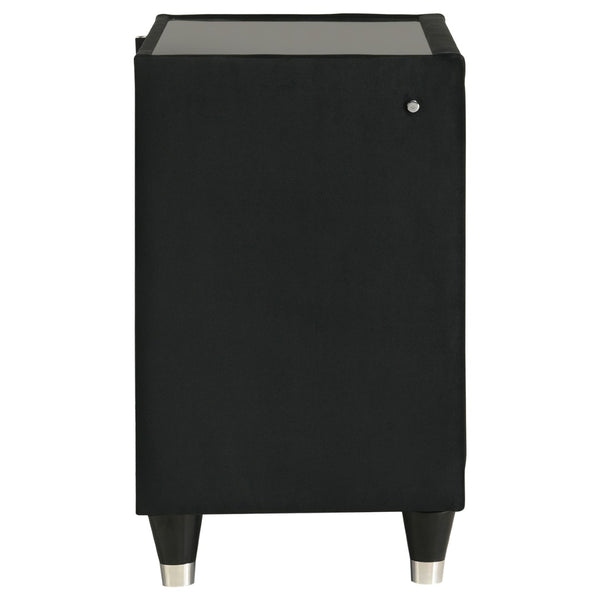 English Elm Mika Quilted Velvet 2-Drawer Nightstand with LED Glow and USB Charging Ports B062P518589