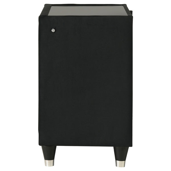 English Elm Mika Quilted Velvet 2-Drawer Nightstand with LED Glow and USB Charging Ports B062P518589