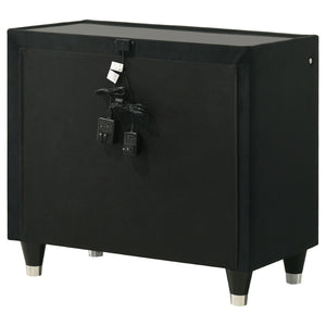 English Elm Mika Quilted Velvet 2-Drawer Nightstand with LED Glow and USB Charging Ports B062P518589