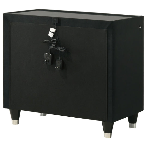 English Elm Mika Quilted Velvet 2-Drawer Nightstand with LED Glow and USB Charging Ports B062P518589