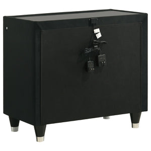 English Elm Mika Quilted Velvet 2-Drawer Nightstand with LED Glow and USB Charging Ports B062P518589