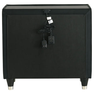 English Elm Mika Quilted Velvet 2-Drawer Nightstand with LED Glow and USB Charging Ports B062P518589