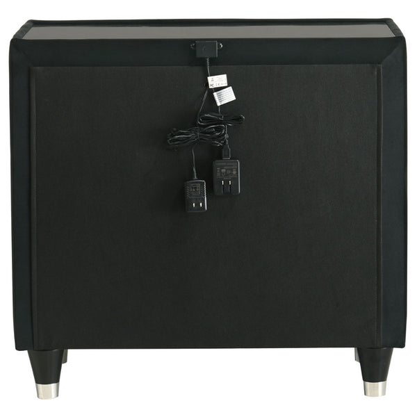 English Elm Mika Quilted Velvet 2-Drawer Nightstand with LED Glow and USB Charging Ports B062P518589