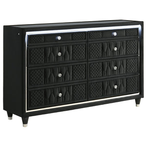 English Elm Mika Velvet Upholstered 8 Drawer Dresser with LED Lighting and Crystal Knobs B062P518594