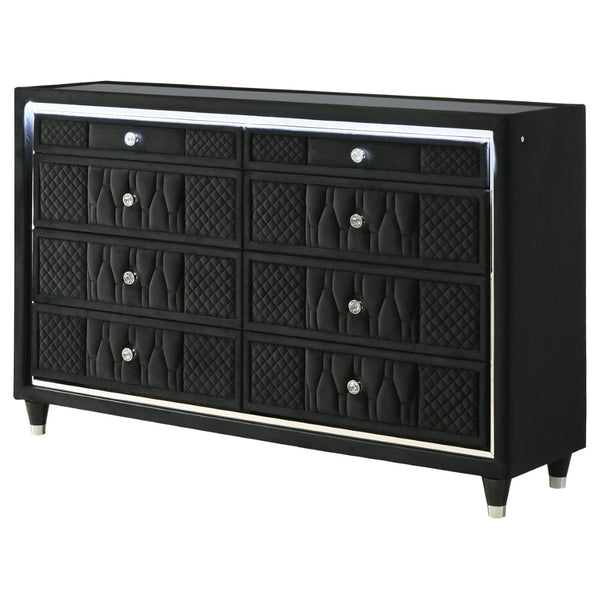 English Elm Mika Velvet Upholstered 8 Drawer Dresser with LED Lighting and Crystal Knobs B062P518594