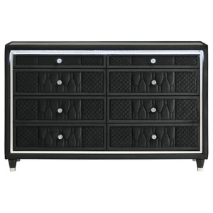 English Elm Mika Velvet Upholstered 8 Drawer Dresser with LED Lighting and Crystal Knobs B062P518594