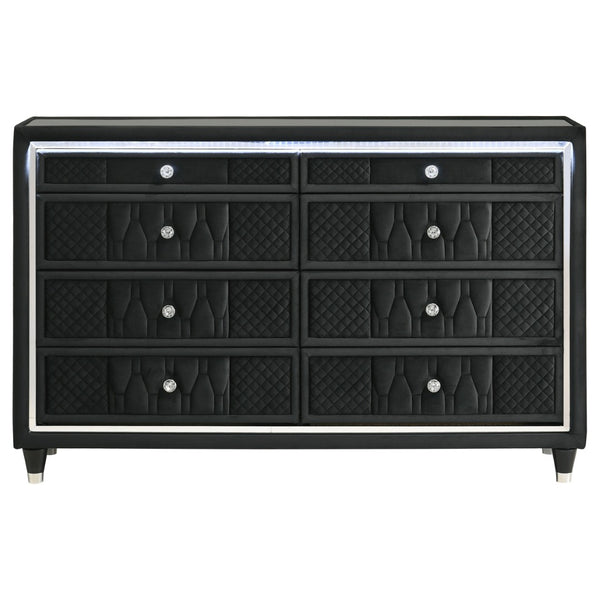 English Elm Mika Velvet Upholstered 8 Drawer Dresser with LED Lighting and Crystal Knobs B062P518594