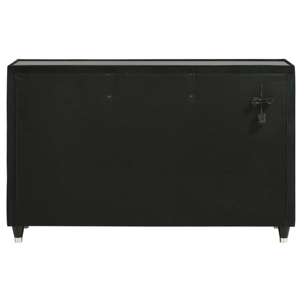 English Elm Mika Velvet Upholstered 8 Drawer Dresser with LED Lighting and Crystal Knobs B062P518594