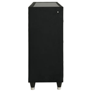 English Elm Mika Black Velvet 8 Drawer Dresser with Built in Fireplace and LED Accent Lighting B062P518595