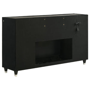 English Elm Mika Black Velvet 8 Drawer Dresser with Built in Fireplace and LED Accent Lighting B062P518595