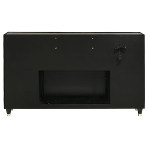 English Elm Mika Black Velvet 8 Drawer Dresser with Built in Fireplace and LED Accent Lighting B062P518595