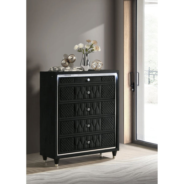 English Elm Mika Velvet Five Drawer Chest with LED Lighting and Glam Acrylic Fronts for Bedroom B062P518596