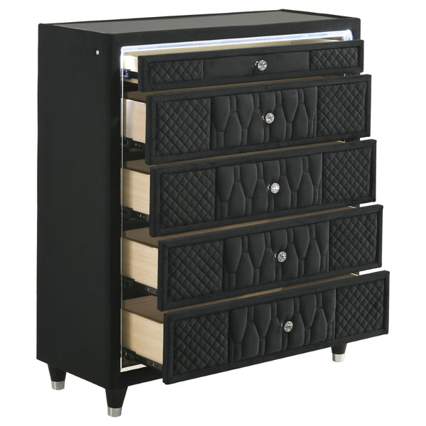 English Elm Mika Velvet Five Drawer Chest with LED Lighting and Glam Acrylic Fronts for Bedroom B062P518596