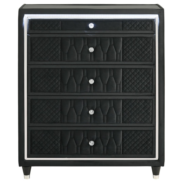 English Elm Mika Velvet Five Drawer Chest with LED Lighting and Glam Acrylic Fronts for Bedroom B062P518596