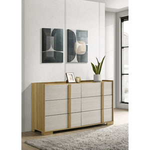 English Elm Lincoln Two-Tone Six Drawer Dresser with Wood Trim for Master or Guest Bedroom B062P519761