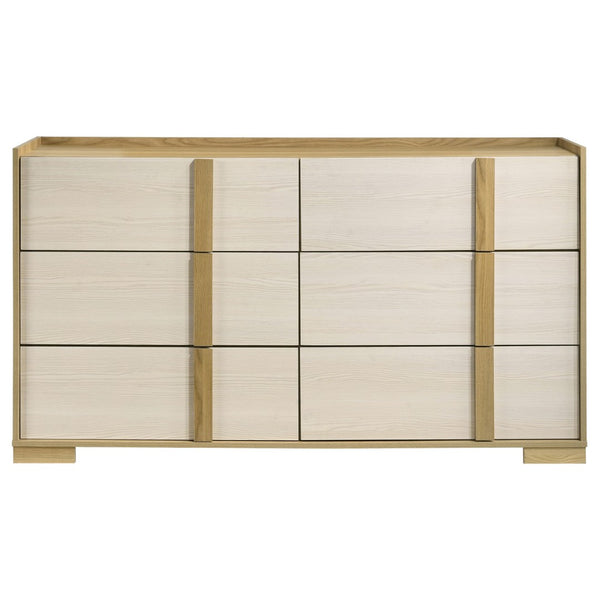 English Elm Lincoln Two-Tone Six Drawer Dresser with Wood Trim for Master or Guest Bedroom B062P519761