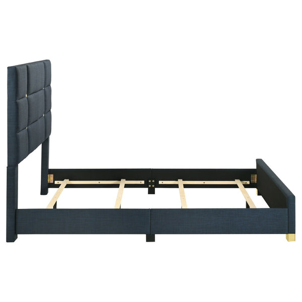 English Elm Lauryn Queen Bed Channel Tufted Navy Fabric Headboard with Gold Acrylic Accents B062P519763