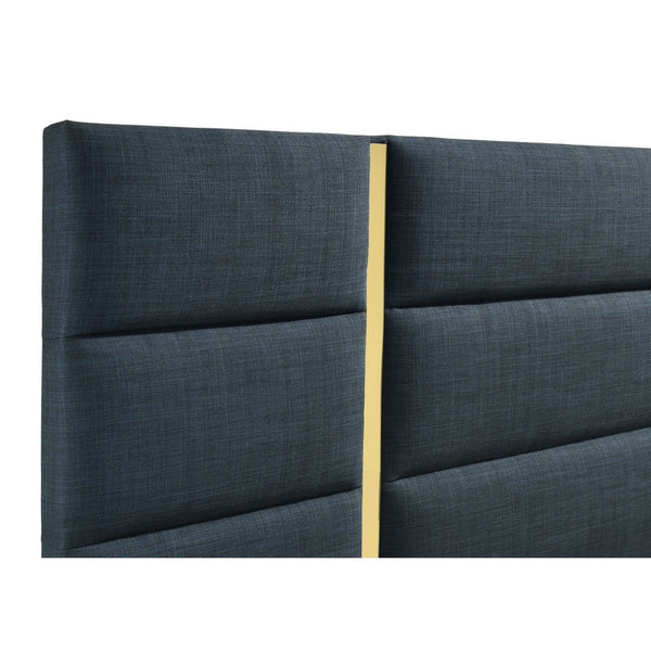 English Elm Lauryn Queen Bed Channel Tufted Navy Fabric Headboard with Gold Acrylic Accents B062P519763