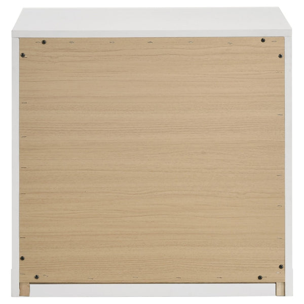 English Elm Lauryn Gloss White Nightstand with Gold Pulls and Two Drawers for Glam Bedrooms B062P519764