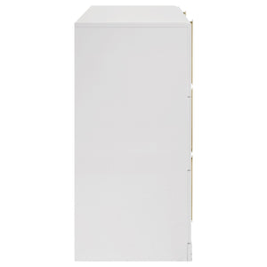 English Elm Lauryn Six Drawer Gloss White Dresser with Gold Handles for Modern Bedroom B062P519765