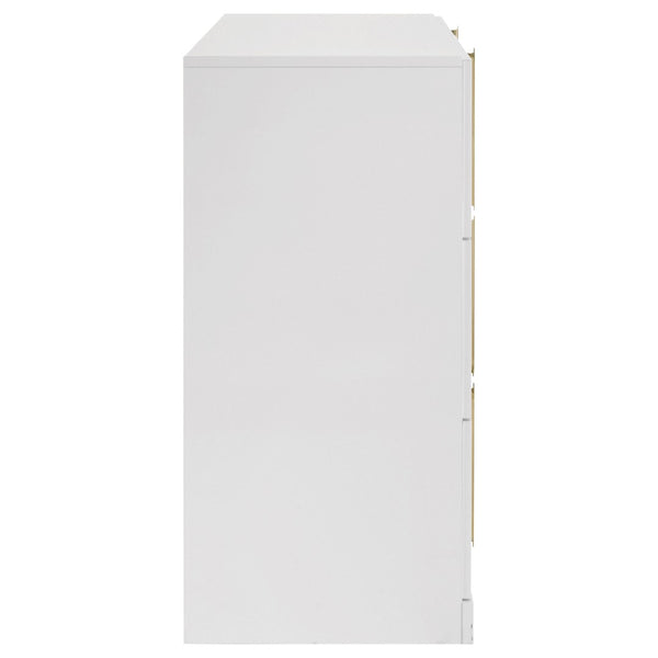 English Elm Lauryn Six Drawer Gloss White Dresser with Gold Handles for Modern Bedroom B062P519765