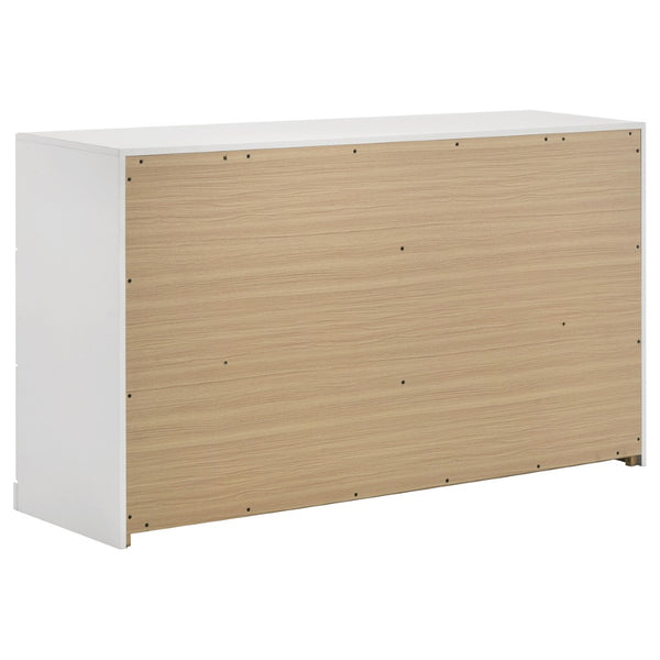 English Elm Lauryn Six Drawer Gloss White Dresser with Gold Handles for Modern Bedroom B062P519765