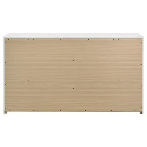 English Elm Lauryn Six Drawer Gloss White Dresser with Gold Handles for Modern Bedroom B062P519765
