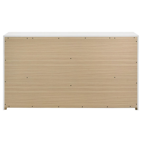 English Elm Lauryn Six Drawer Gloss White Dresser with Gold Handles for Modern Bedroom B062P519765