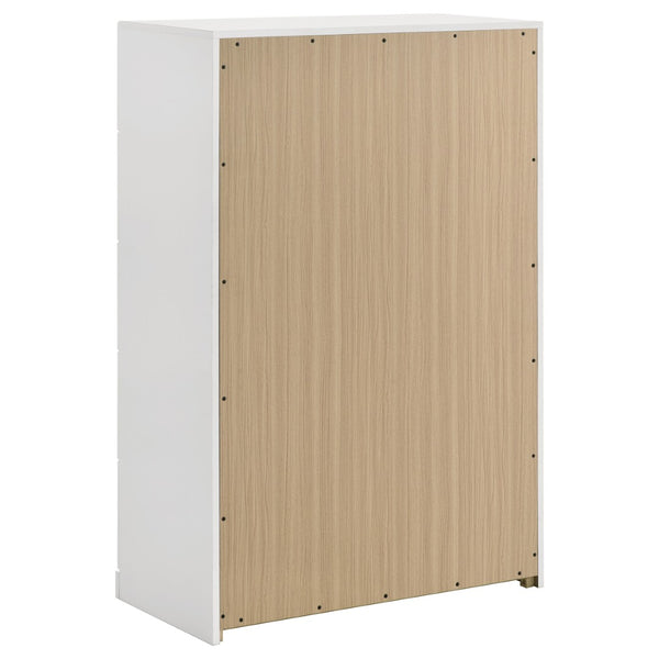 English Elm Lauryn Gloss White Five Drawer Chest with Gold Pulls for Modern Bedroom Storage B062P519768