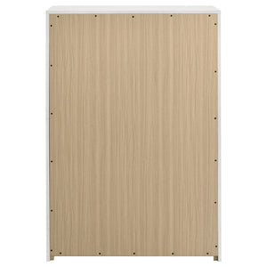 English Elm Lauryn Gloss White Five Drawer Chest with Gold Pulls for Modern Bedroom Storage B062P519768
