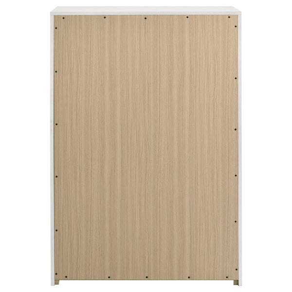 English Elm Lauryn Gloss White Five Drawer Chest with Gold Pulls for Modern Bedroom Storage B062P519768