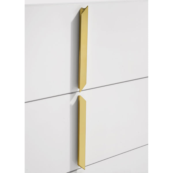 English Elm Lauryn Gloss White Five Drawer Chest with Gold Pulls for Modern Bedroom Storage B062P519768
