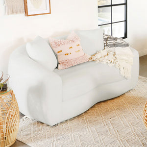 English Elm Wilson Faux Sheepskin Loveseat Sculpted Silhouette for Modern Living Rooms B062P519788