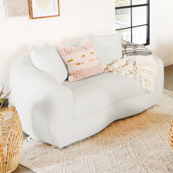 English Elm Wilson Faux Sheepskin Loveseat Sculpted Silhouette for Modern Living Rooms B062P519788