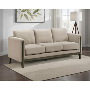 English Elm Fisher Three Seat Panel Arm Sofa Taupe Polyester Mid Century Living Room Anchor B062P519795