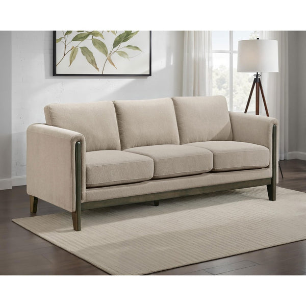 English Elm Fisher Three Seat Panel Arm Sofa Taupe Polyester Mid Century Living Room Anchor B062P519795