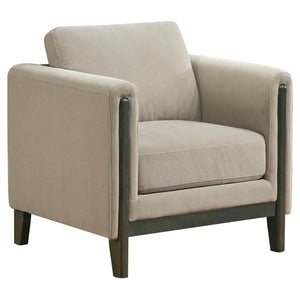 English Elm Fisher Taupe Polyester Accent Chair with Coffee Wood Frame for Living Rooms B062P519797