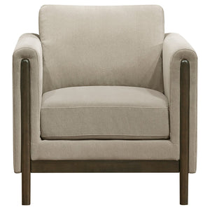 English Elm Fisher Taupe Polyester Accent Chair with Coffee Wood Frame for Living Rooms B062P519797