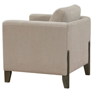 English Elm Fisher Taupe Polyester Accent Chair with Coffee Wood Frame for Living Rooms B062P519797