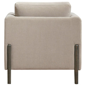 English Elm Fisher Taupe Polyester Accent Chair with Coffee Wood Frame for Living Rooms B062P519797