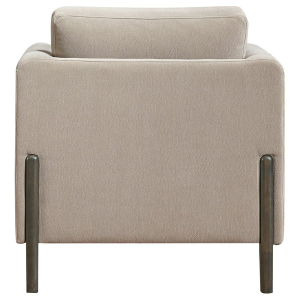 English Elm Fisher Taupe Polyester Accent Chair with Coffee Wood Frame for Living Rooms B062P519797