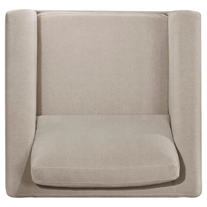 English Elm Fisher Taupe Polyester Accent Chair with Coffee Wood Frame for Living Rooms B062P519797