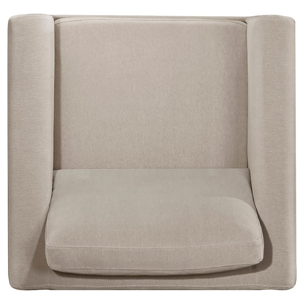 English Elm Fisher Taupe Polyester Accent Chair with Coffee Wood Frame for Living Rooms B062P519797