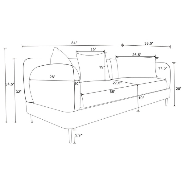 English Elm Repley Chenille Curved Track Arm Sofa with Metal Legs for Modern Living Rooms B062P519824